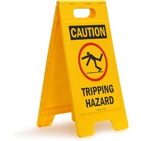 "Caution - Tripping Hazard" Folding Floor Sign By SmartSign | 25" x 12" Plastic