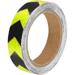 ACROPIX Universal 2.5cmx9m Fluorescent Yellow and Black Arrow Car Reflective Stickers Reflective Tape Safety Warning Reflective Protector - Pack of 1