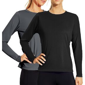 Haimont Women’s Long Sleeve Sun Protection Shirts UPF50+ Dry Fit Athletic Running Hiking Tshirts Lightweight UV Tee SPF
