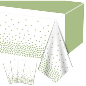4Pcs Sage Green Tablecloths - 86.6"x51.2" Rectangular Green Dot Table Covers for Home Gender Neutral Birthday Party Sage Green Baby Shower Decorations
