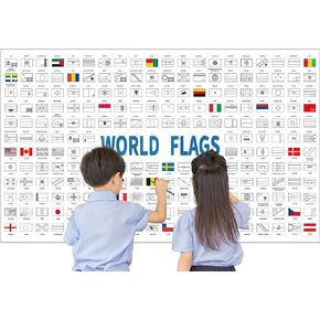 54x33 Inch Giant World Flags Coloring Poster for Kids Large Coloring Tablecloth Jumbo World Flags Coloring Tablecover for Children Playing on Birthday Party Home Party