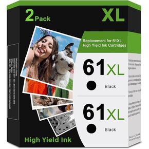 61XL Black Ink Cartridge Replacement for HP 61XL 61 HP61 XL HP61XL BK to 4500 5530 4630 4502 2540 3050 4635 3510 4501 5535 2542 4632 1510 2541 3512 2514 1000 1010 Printer (2-Pack High Yield Cartridge)