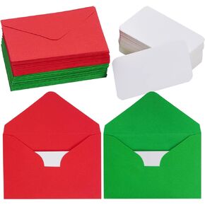 200 Sets Small Christmas Blank Cards with Small Christmas Envelopes Gift Cards Wedding Invitation Envelopes for Christmas 4 x 2.9 Inch Green