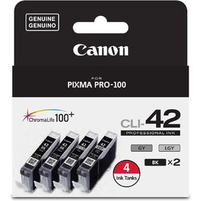 مجموعة Canon CLI-42 ChromaLife الاقتصادية (2 صورة سوداء، 1 رمادي و1 رمادي فاتح) متوافقة مع PIXMA PRO-100