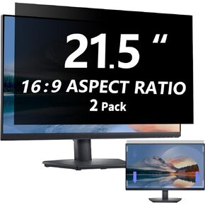 2 pack Computer Privacy Screen Filter 21.5inch,Removable 16:9 Widescreen Monitor Privacy Screen,Anti Glare Blue Light Privacy Shield,Support Two Side use