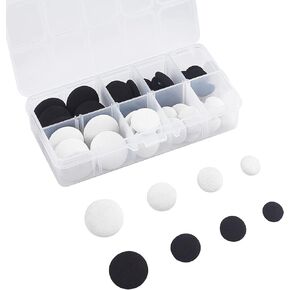 PH PandaHall 48pcs 4 Size Flatback Fabric Covered Button Black White Fabric Metal Shank Buttons Craft Buttons for Suits Gowns Blouses Shirts DIY Sewing(14mm, 17mm, 19mm, 25mm)