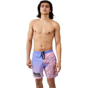Naruto Sakura & Naruto Line Art Men's Purple & Pink Ombre Board Shorts