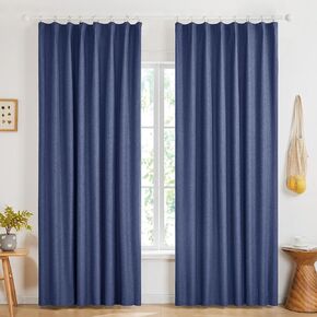Deconovo Short Curtains for Small Window, Kitchen Curtains Set of 2, Blackout Curtains 63 Inch Length, Pinch Pleat Navy Blue Curtains for Bedroom(Blue,40Wx63L)