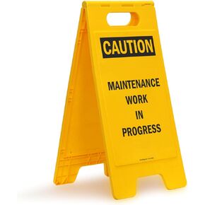 SmartSign 25 × 12 بوصة "تحذير - أعمال الصيانة جارية" لافتة أرضية قابلة للطي على الوجهين، بلاستيك بولي بروبيلين مطبوع رقميًا، أسود وأصفر in Kuwait