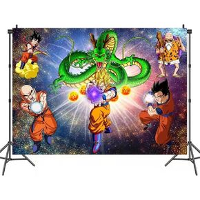 Dragon Ball Backdrop,Dragon Ball Z Birthday Party Banner Background for Photography Children Birthday Party Decoration Supplies, Multicolor, (5x3ft)