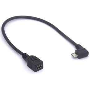 Right Angle Micro USB to Mini USB Female Cable Extender - 90 Degree B Micro USB Male to Mini Female Connector Adapter for MP3 Camera Smartphone Tablets (Right)