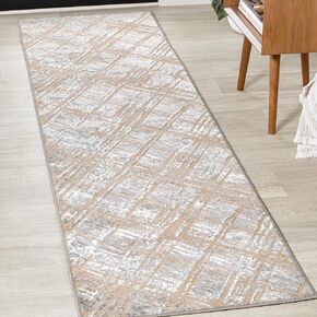 JONATHAN Y SOR201A-28 Slant Modern Abstract Indoor Area -Rug Contemporary Solid Striped Easy -Cleaning Bedroom Kitchen Living Room Non Shedding, 2 ft x 8 ft, Gray/Turquoise