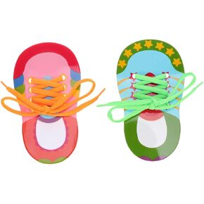 Toyvian Children Shoelace Threading Teaching Toys Toddler Lacing Shoes Early Education Teaching Aids 2pcs