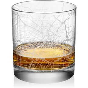 Rocks Whiskey Old Fashioned 11oz Glass Urban City Map Los Angeles LA California