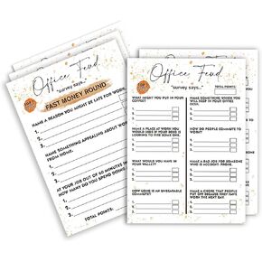 Office Party Feud Games, Work Party Games, Team Building Group Office Game, Great for Coworker Game or Adult Trivia Game - 30 Office Feud Cards and 3 Fast Money Round Cards (01)