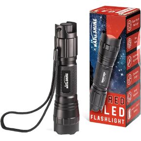 Stepless Dimming Red Light Flashlight, 620nm-630nm High Purity Red Light Flashlight, Adjustable Brightness and Focus Red Flashlight for Night Observation, Astronomy, Aviation