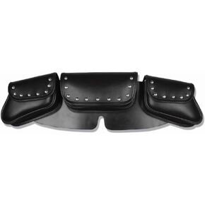 Milwaukee Leather SH67105 Black Triple Pocket Studded PVC Travel Windshield Bag - One Size