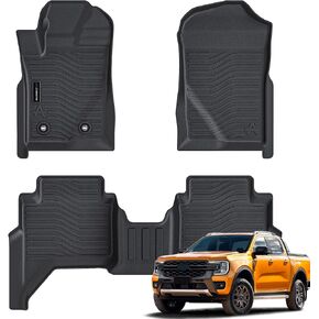 All Weather Floor Mats Fit for Ford Ranger SuperCrew 2024 TPE Rubber Liners Set Ranger Accessories All Season Guard Odorless Anti-Slip Floor Mats