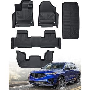 لسجادات أرضية Acura MDX 2024 2023 2022 لبطانات الحمولة للصف الأول والثاني والثالث، سجادة صندوق السيارة لجميع الأحوال الجوية لملحقات Acura MDX 2022-2024، لبطانات الأرضية المطاطية من النوع القياسي Acura MDX مجموعة كاملة in Kuwait
