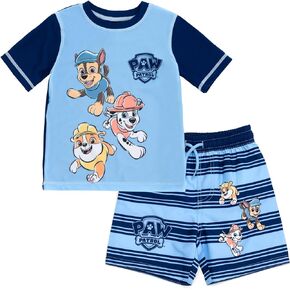 Paw Patrol Chase Mardhall Rubble Rash Guard and Swim Trunks Set Toddler to Little Kid