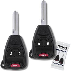 3-Button Keyless Entry Remote Key Fob Replacement, fits Dodge Ram Magnum Durango Dakota Charger Nitro Avenger Caliber, Jeep Patriot Wrangler Cherokee, Chrysler, OHT692427AA (2-Pack)
