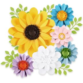12 Pcs Floral Paper Flowers Decorations for Wall Monogram Sign Decorations Sunflower Yellow 3D Flowers for Party Photo Backdrops, Classrooms Walls, Bridal Shower, Baby Shower，Wedding and Birthday.