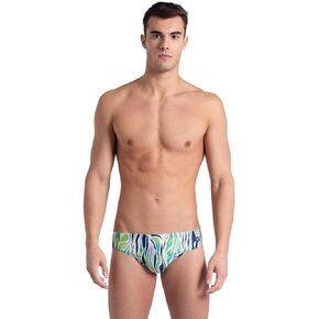 ARENA Performance Men's Zebra Stripes Swim Brief Chlorine Resistant MaxLife Swimsuit Practice Pool Training Bathing Suit