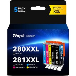 280 281 PGI-280XXL CLI-281XXL Compatible Ink Cartridges Compo Pack Replacement for Canon PIXMA TR7520 TR8520 TS6120 TS6220 TS8120 TS8220 TS9120 TS9520 TS6320 TS9521C (5 Pack)
