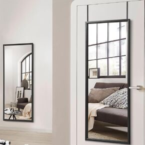 PexFix Over The Door Mirror Full Length, 44"x18" Door Mirror Full Length with Wood Frame, Full Length Mirror Over The Door with 2 Hangers Removeble, Hanging Mirror for Door or Wall Mounted Mirror in Saudi Arabia