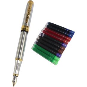 Gullor Jinhao 250 Fountain Pen with Original pen pouch and 5 colour ink cartridge - Flame