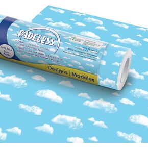 Fadeless Bulletin Board Paper, Fade-Resistant Paper for Classroom Decor, 48" x 12’, Clouds, 1 Roll