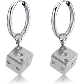 مضحك الشرير كول ثلاثية الأبعاد الفولاذ المقاوم للصدأ النرد استرخى قطرة Huggie هوب أقراط للنساء الفتيات الرجال بيان النادي الليلي مجوهرات الحفلات in Kuwait