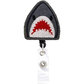 Shark Head Retractable Name Card Badge Holder Reel with Alligator Clip, 24 inches Thick Pull Cord