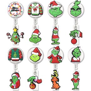 8Pcs Horror Badge Reels, Halloween Badge Reels Retractable, Funny Badge Holder Alligator Clip for Nurse Doctor