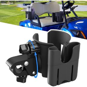 Golf Cart Cup Holder with Phone Holder, 2-in-1 Adjustable Universal Cup Phone Holder Front and Rear Seat Armrest Kit Accessories Compatible for EZGO/Club Car/Yamaha & Most Golf Carts