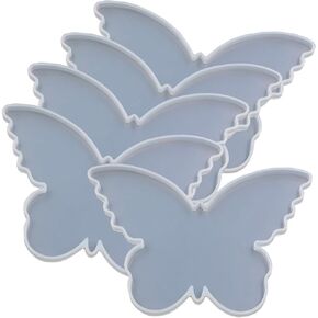 5Pcs Butterfly Shape Epoxy Mold DIY Resin Casting Butterflies Base Coaster Silicone Mold, 6.7" x 4.3"