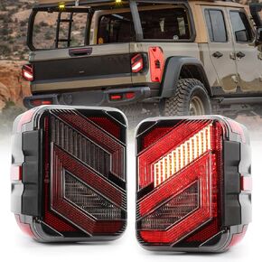 LED Tail Lights for Gladiator JT with Reverse Brake Light Compatible with Jeep Gladiator JT 2019-2022, Black Lens(2PCS)