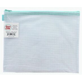 Avery Elle Zippered Vinyl Mesh Pouch-Aqua-Small