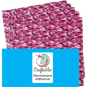 أوراق مطبوعة من الفينيل ذاتي اللصق بنمط مموه وردي للكريكات، والصورة الظلية، والنقش، والشارات، والعلامات، والملصقات من Craftables in Kuwait