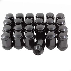 Wheel Accessories Parts Set of 24 Black 12x1.50 Lug Nuts Closed End Bulge Acorn Lug Nut Style 1.38" Long Cone Seat 19mm (3/4") Hex Wheel Lug Nut (M12x1.5, Black)
