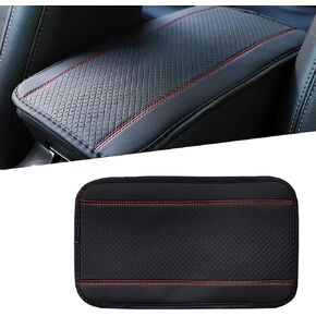 1 PC Four Seasons Universal Armrest Box Mat, 12.5In x 7.4In Fiber Leather Embossing, Comfortable Waterproof Car Armrest Cover Mat, Universal Center Console Mat for Most Cars (Black)