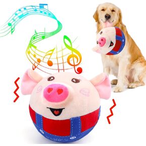 Active Moving Pet Plush Toy for Dogs,Interactive Dog Toys for Boredom Intelligence,Pig Dog Easter Toy to Keep Them Busy with Recording and Music Modes for Small/Medium/Large Dogs