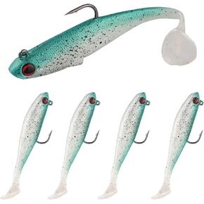 Freshwater and Saltwater Soft Plastic Fishing Lures,Catching Lures for Family Fishing- 3.5 inch Realistic Simulation Paddle Tail Design,Soft Plastic Baits, High Carbon Steel Hook