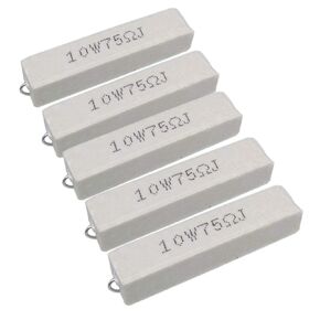 5pcs 75 ohm 75RΩJ 10 watt Axial Ceramic Cement Power Resistor 10W