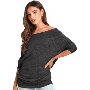 Cozy Off The Shoulder Sweaters for Women - Lightweight Oversized Sweater Top - Soft, Stretchy & Breathable