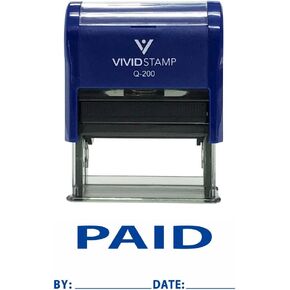 Paid by Date Self Inking Rubber Stamp (Blue Ink) Medium
