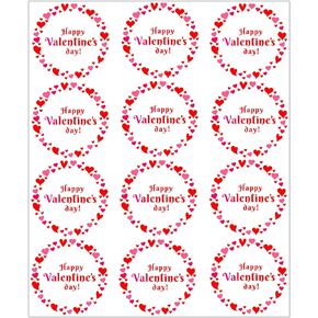 Heart Stickers 72 Pcs Happy Valentine's Day Stickers Valentine Label Stickers for Wraping Adults and Kids Sealing Love Letter Envelope Decorating Boxes