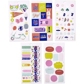 Hallmark Stickers for Kids and Adults (Pack of 91 Stickers, 5 Sheets for Planners, Notebooks, Laptops, Water Bottles, and More)