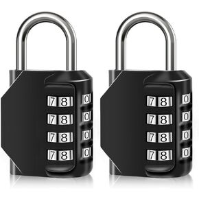 2PCS Combination Lock Waterproof 4 Digit Padlocks with Combination Code, Zinc Alloy Combination Lock for Door, Tool Boxes, Schools, Gym, Garden, Fences, Reel Cabinet & Storage, Black
