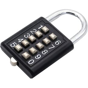 Padlock - Lock tactile button combination padlock 10 button combination padlock 5 locking mechanism bit key lock blind old man fixed gym cabinet door toolbox padlock gym sports school and employee loc